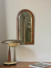 Image 1 of Small Antique Wall Mirror with Arched Frame and Bevelled Glass
