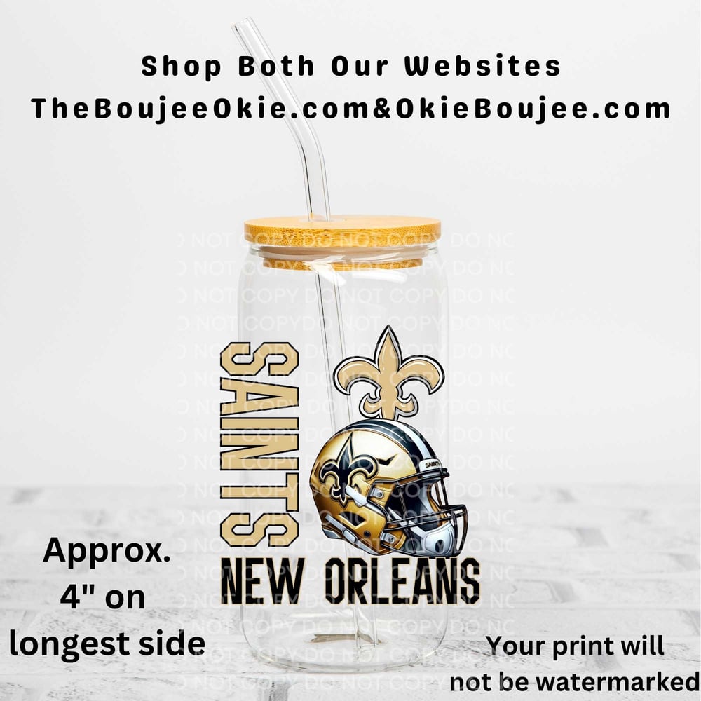 Image of New Orleans Saints Football Uv Dtf Wraps Choice of 4 Designs