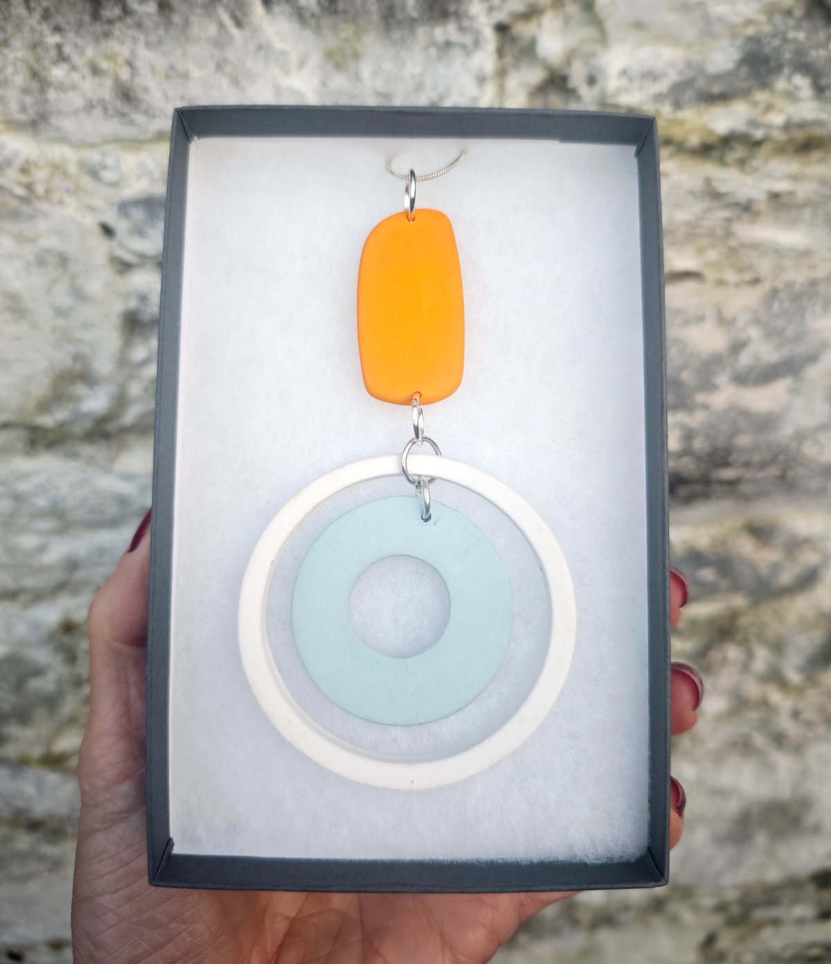 Image of Orange/Sky Blue Shellseeker Pendant
