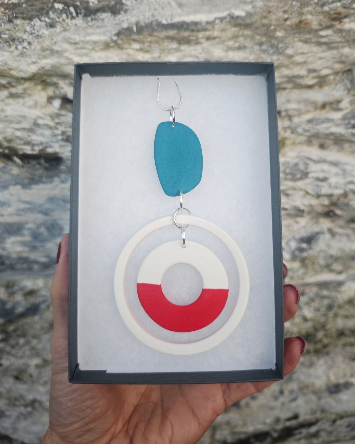 Image of Red/Teal Shellseeker Pendant