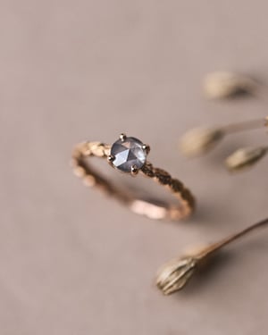 Image of 18ct Rose gold, pale grey rose-cut diamond ring (LON274)