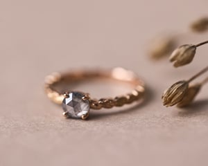 Image of 18ct Rose gold, pale grey rose-cut diamond ring (LON274)