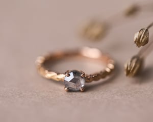 Image of 18ct Rose gold, pale grey rose-cut diamond ring (LON274)