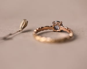 Image of 18ct Rose gold, pale grey rose-cut diamond ring (LON274)