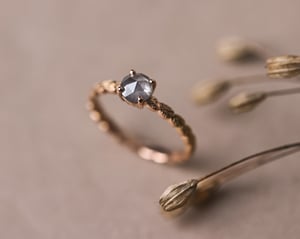 Image of 18ct Rose gold, pale grey rose-cut diamond ring (LON274)