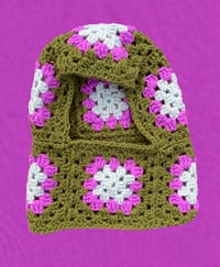 Image 1 of Olive Pink Granny Square balaclava