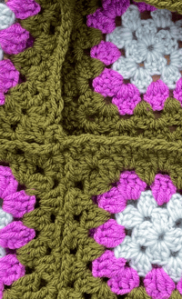 Image 2 of Olive Pink Granny Square balaclava