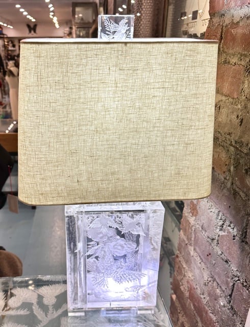 Image of Hand Carved Lamp with Owls- custom order only