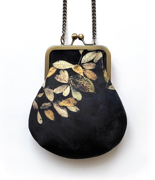 Image of Loch leaf, crossbody velvet bag with chain handle