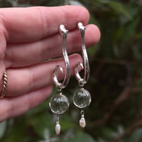 Image 2 of Sterling silver snake earrings with Victorian pools of light