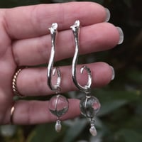 Image 3 of Sterling silver snake earrings with Victorian pools of light
