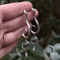 Image 1 of Sterling silver snake earrings with Victorian pools of light