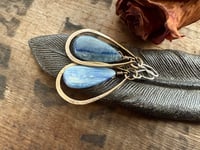 Image 2 of Blue Kyanite stone brass and sterling earrings / n14