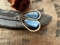 Image 11 of Blue Kyanite stone brass and sterling earrings / n14