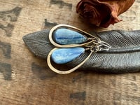 Image 12 of Blue Kyanite stone brass and sterling earrings / n14