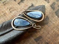 Image 24 of Blue Kyanite stone brass and sterling earrings / n14