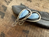 Image 4 of Blue Kyanite stone brass and sterling earrings / n14