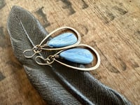 Image 15 of Blue Kyanite stone brass and sterling earrings / n14
