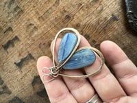Image 18 of Blue Kyanite stone brass and sterling earrings / n14