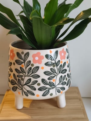 Image of    Pot trépied fleur rose