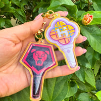 Image 1 of Kpop Demon Lightsticks Acrylic Holographic Keychain Charm