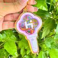 Image 2 of Kpop Demon Lightsticks Acrylic Holographic Keychain Charm