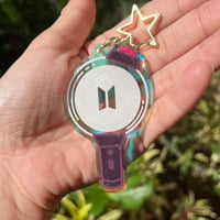Image 2 of Army Bomb Kpop Lightstick Acrylic Holographic Keychain Charm