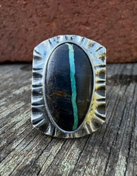 Image 3 of WL&A Handmade High Grade Viking Ribbon Turquoise Signet Ring - Size 11