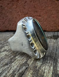 Image 5 of WL&A Handmade High Grade Viking Ribbon Turquoise Signet Ring - Size 11