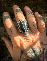 Image 4 of WL&A Handmade High Grade Viking Ribbon Turquoise Signet Ring - Size 11