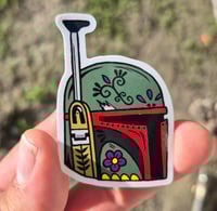 Image 2 of Boba Fett Mask Calavera Mini Vinyl Sticker