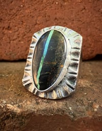 Image 4 of WL&A Handmade High Grade Viking Ribbon Turquoise Signet Ring - Size 10