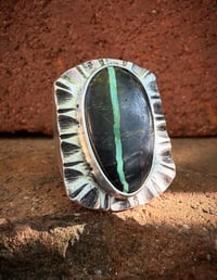 Image 1 of WL&A Handmade High Grade Viking Ribbon Turquoise Signet Ring - Size 10