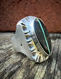 Image 2 of WL&A Handmade High Grade Viking Ribbon Turquoise Signet Ring - Size 10