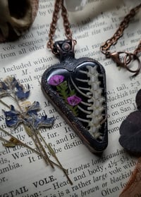 Image 2 of Snake Spine and Floral Heart Pendant