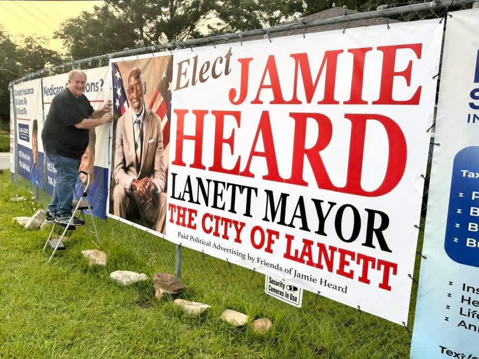Image of Advertisement on banner fence 