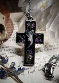 Image 3 of Jawbone Cross Pendant - Purple