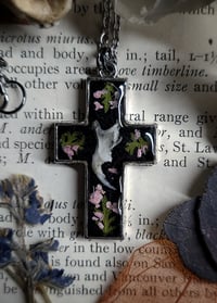 Image 1 of Jawbone Cross Pendant - Pink