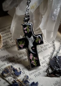 Image 3 of Jawbone Cross Pendant - Pink