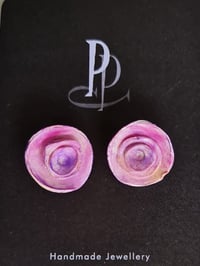 Image 1 of Stud Earrings - Pink Roses   (PCE042)