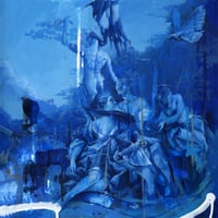 "Moths and Mannequins". 12"x12" acrylic on yupo. 