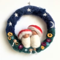 Image 1 of Toadstool Babies (Midnight) - Handfelted wreath