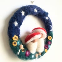 Image 3 of Toadstool Babies (Midnight) - Handfelted wreath