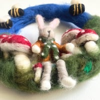 Image 3 of Bunny & Bees - Handfelted  Wreath