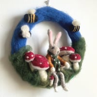 Image 4 of Bunny & Bees - Handfelted  Wreath
