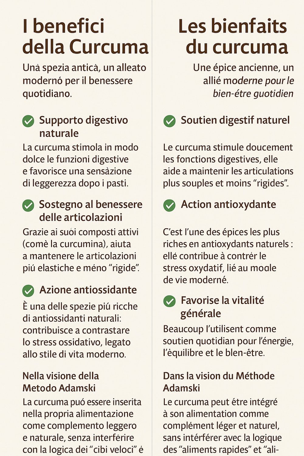 Curcuma ed olii vegetali / Curcuma et huiles végétales 
