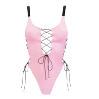 SHMMER PINK LACEDUP SWIMSUIT