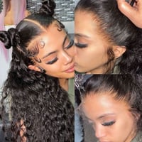 Image 3 of WIGS - 13x6 HD Perruque frontale complète en dentelle, Water wave, ligne de cheveux propre