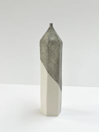 Image 1 of Archive Piece : Tall hexagonal vessel with drawn marks 14cm