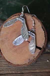 Image 3 of Orecchini con vere samare di acero argentate